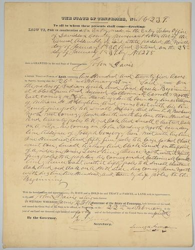 GOV. JAMES K. POLK SIGNED LAND