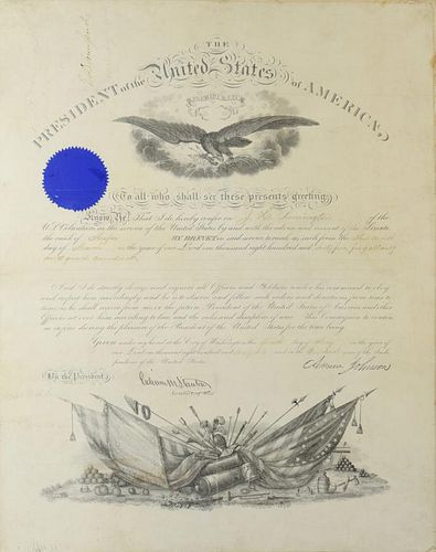 ANDREW JOHNSON WAR COMMISSION DOCUMENTMilitary