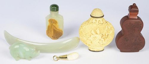 CHINESE JADE & SNUFF BOTTLES & 1 OTHER6