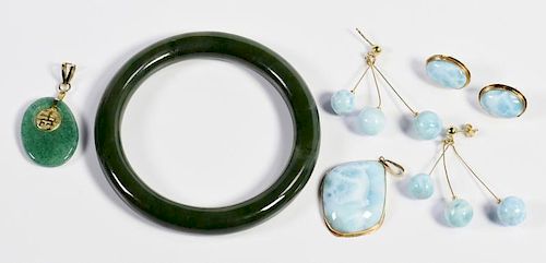 GROUP OF JADE AND STONE JEWELRY1st 388cb4