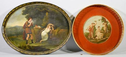 2 TOLE TRAYS WITH CLASSICAL SCENES1st 388cfb