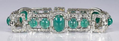 ART DECO EMERALD AND DIAMOND BRACELETPlatinum 388d41