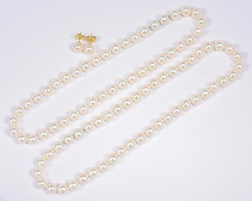 9.5 X 10MM PEARL NECKLACE AND EARRINGSCultured