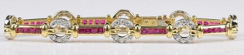 RUBY AND DIAMOND 18K LINK BRACELETRuby 388d5e