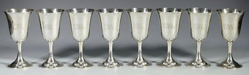 SET OF 8 STERLING GOBLETS, LORD