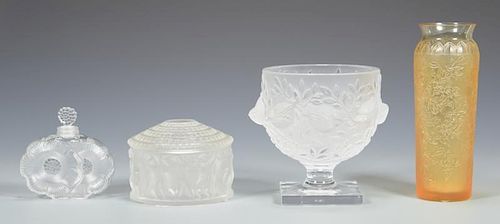 4 LALIQUE GLASS TABLE ITEMSGroup of