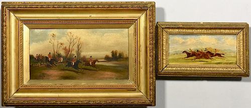 2 ENGLISH FOX HUNT RACING PAINTINGS  388e2b