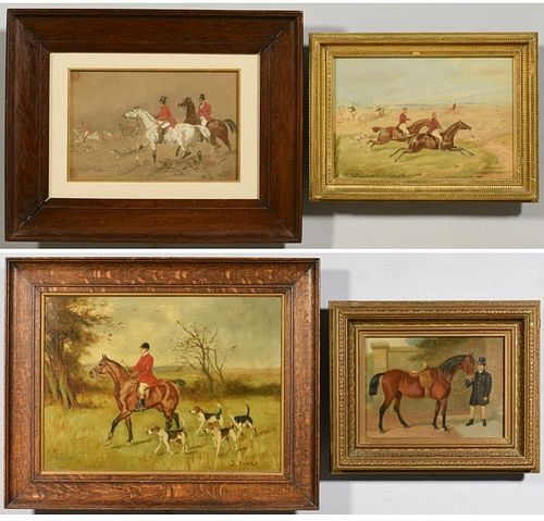 4 19TH CENTURY ENGLISH PAINTINGS, HORSES