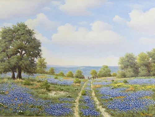 PAUL TURNER OIL ON CANVAS BLUEBONNETSPaul 388e52