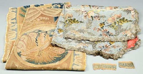 5 EARLY TAPESTRY ITEMS, INCLUDING