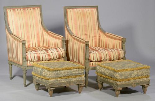 PAIR LOUIS XVI STYLE BERGERE ARMCHAIRS 388eb4