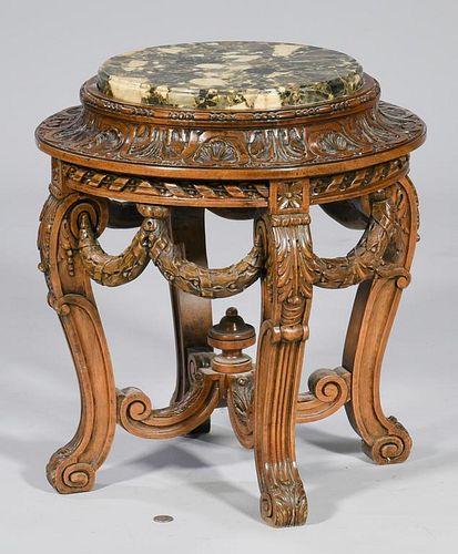 CONTINENTAL CARVED STAND W MARBLE 388eba