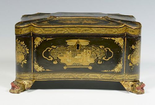 ASIAN CHINOISERIE LACQUER BOX19th