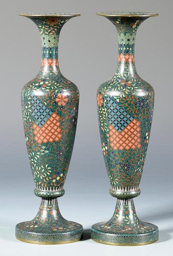 PAIR OF JAPANESE CLOISONNE VASESPair