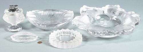 5 LALIQUE GLASS TABLE ITEMS5 Lalique