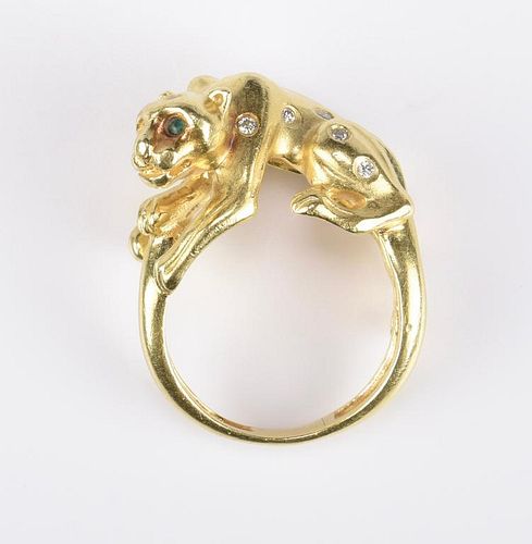 18K PANTHER RING WITH DIAMONDS18K 3890a9