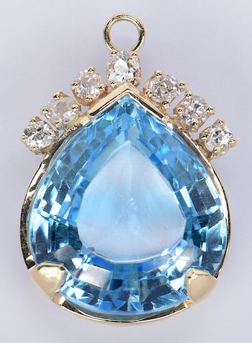 14K BLUE TOPAZ PENDANT14K yellow 3890b6