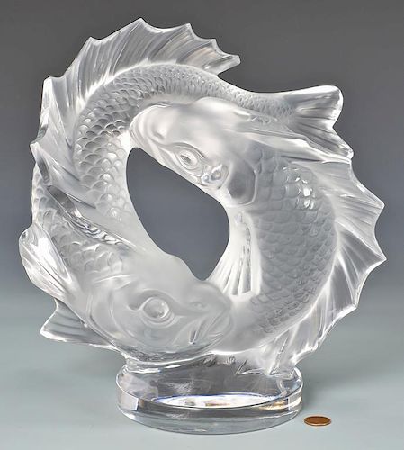 LALIQUE PISCES SCULPTURE, DEUX