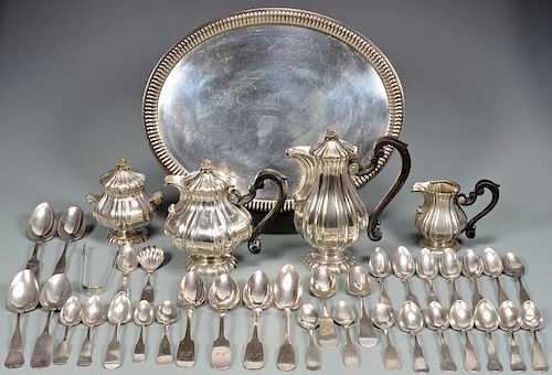 800 SILVER TEA SERVICE & ASSORTED