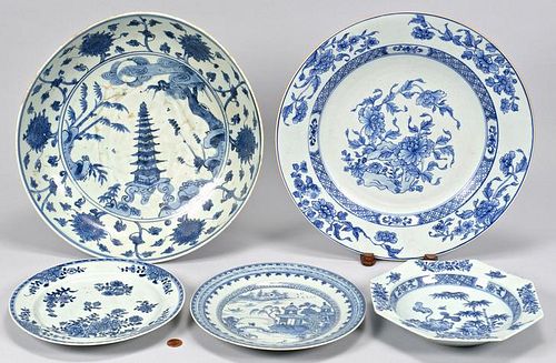5 ASIAN THEMED BLUE WHITE PLATES CHARGERS1st 389126