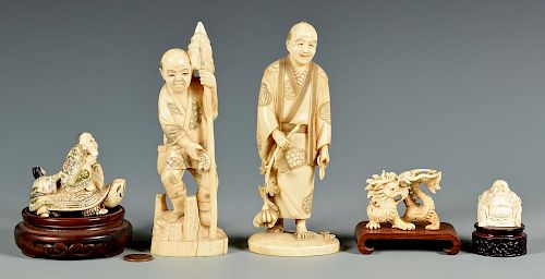 5 IVORY OKIMONO AND NETSUKE FIGURES5