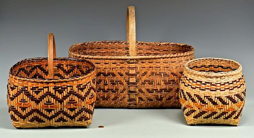 3 CHEROKEE RIVERCANE BASKETS, INCL.