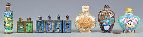6 CHINESE SNUFF BOTTLES, 5 METAL1st