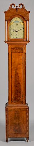 VINE INLAY TALL CASE WALNUT CLOCK  3891dd