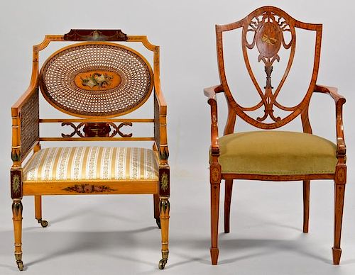 2 EDWARDIAN SATINWOOD CHAIRS W  3891f4