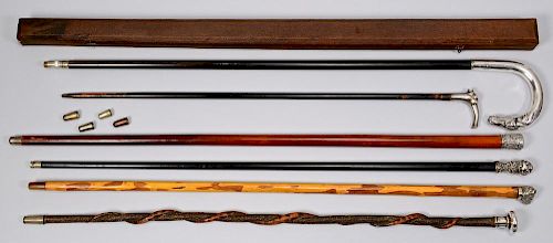 6 WALKING STICKS, SEV. STERLING