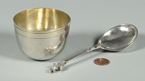17TH C SILVER CUP ANOINTING SPOONTwo 389266