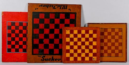4 FOLK ART PAINTED GAME BOARDSCollection 38926e