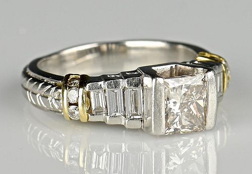 PLATINUM 18K PRINCESS CUT DIAMOND 38928a