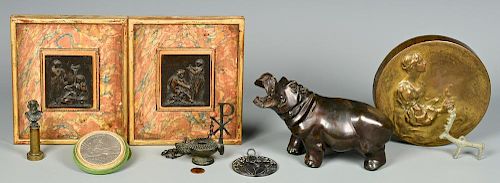 GROUP OF ANTIQUE BRONZE & METAL DECORATIVE