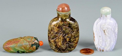 3 CHINESE SNUFF BOTTLES INC. CICADA1st