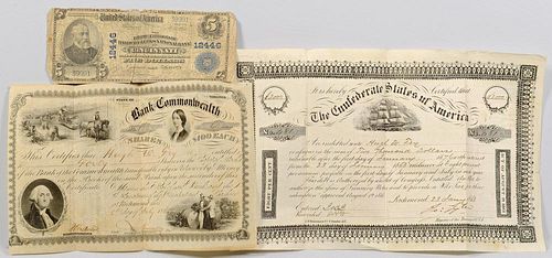 CIVIL WAR ERA BOND STOCK CERTIFICATECivil 3892d1