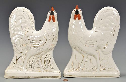 PAIR ENGLISH STAFFORDSHIRE ROOSTERS