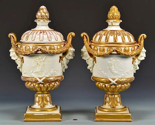 LARGE PAIR NAPLES PORCELAIN COVERED 389316