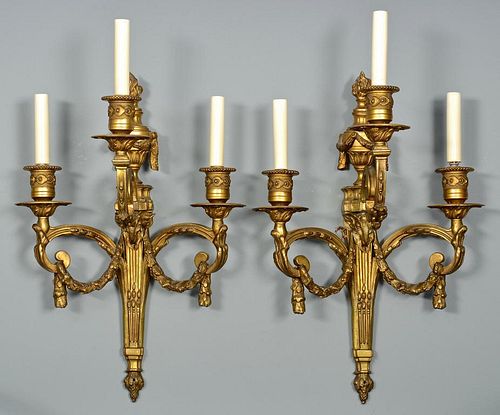 PR GILT LOUIS XVI STYLE WALL SCONCESPair 389322