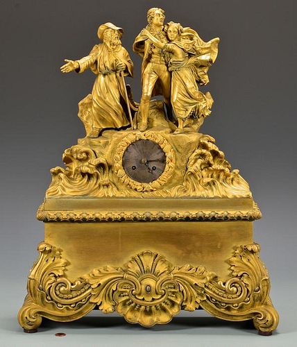 FRENCH GILT BRONZE FIGURAL CLOCK,