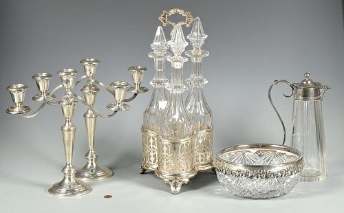 GROUP OF 4 GLASS & SILVER ITEMS1st