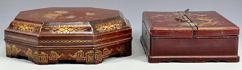 3 ASIAN LACQUERED BOXES1st item: Japanese