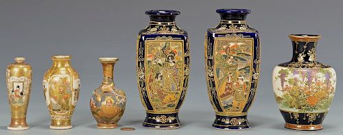 GROUP OF JAPANESE SATSUMA POTTERY,