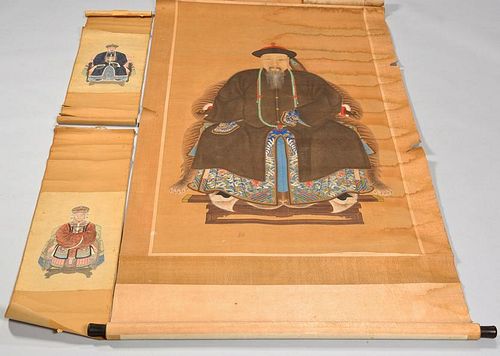 3 CHINESE ANCESTRAL SCROLLS, INCL.