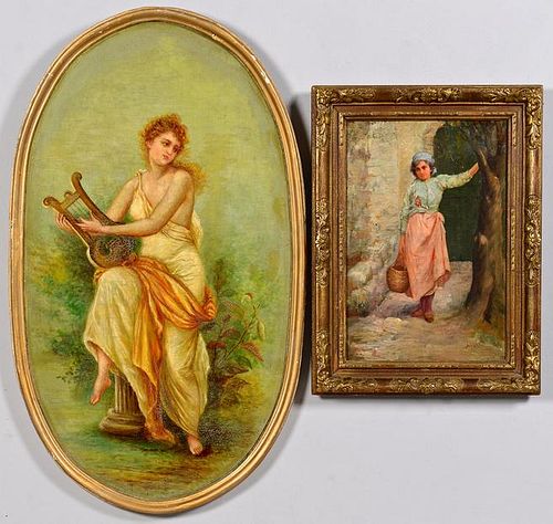 PAIR OF OIL ON BOARD FEMALE PAINTINGSPair 3893ed