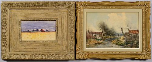 2 SIGNED WATERCOLORS, RURAL LANDSCAPES,