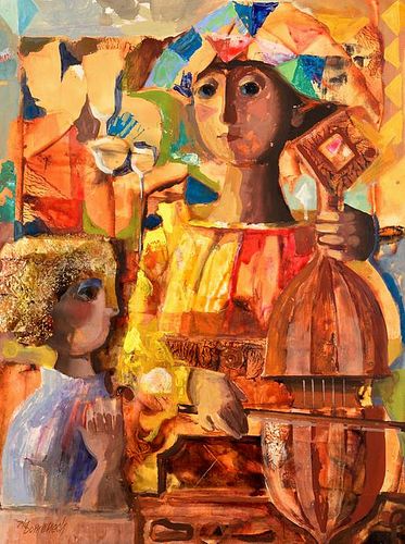 JORDI DOMENECH CUBIST OIL ON BOARDJordi 3893f8