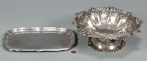 STERLING COMPOTE AND TRAY1st item  38942a