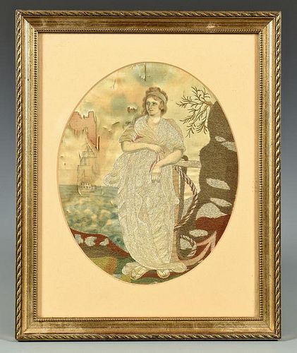 SILK EMBROIDERED PICTURE WITH SHIPCirca 38947c