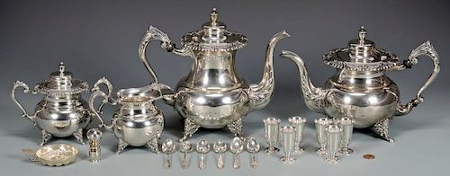 950 SILVER 4-PIECE TEA SERVICE PLUS